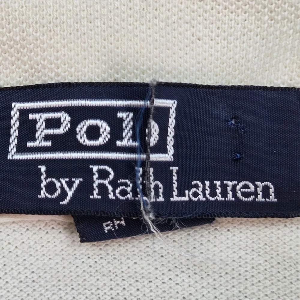 Polo Ralph Lauren Polo Shirt Mens Sz L Vintage Made in USA Pique Cotton Cream